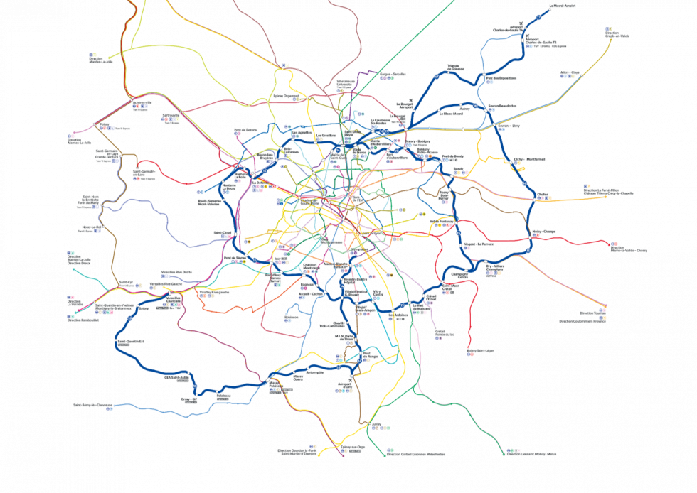 Carte du réseau Grand Paris Express et réseau existant