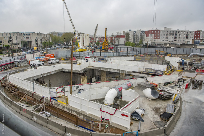 Emprise du chantier de la future gare Sevran beaudottes - vue aérienne  