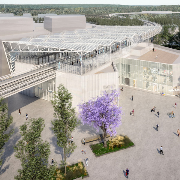 Vue aérienne de la future gare Palaiseau