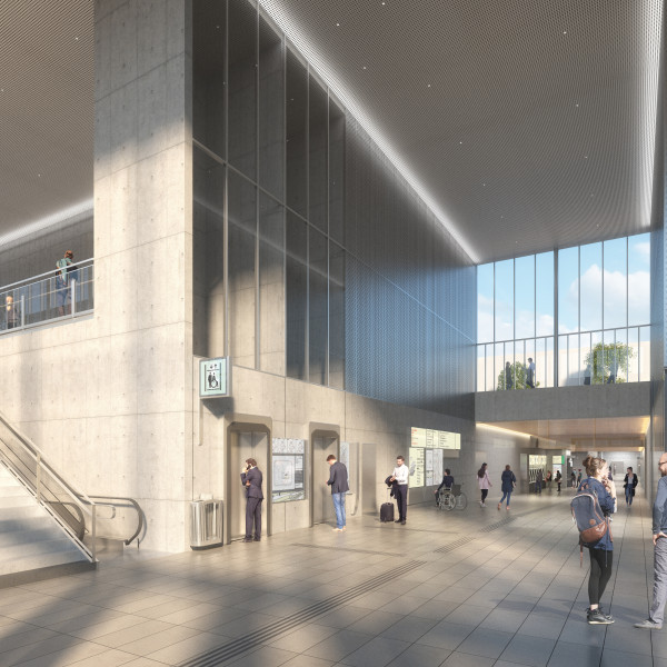 Perspective intérieure de la future gare Saint-Quentin Est